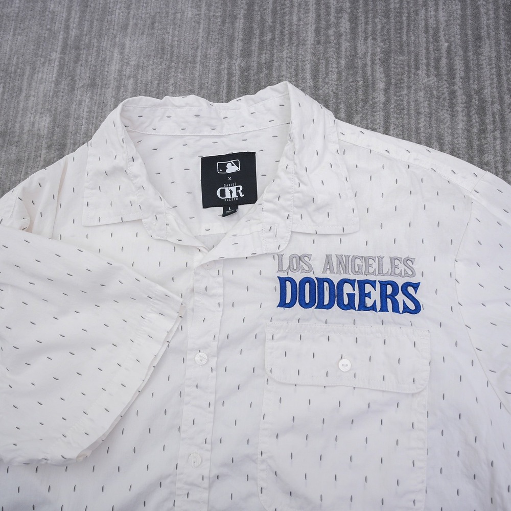MLB Darius Rucker Los Angeles Dodgers White Dash Button Up Shirt Mens Large